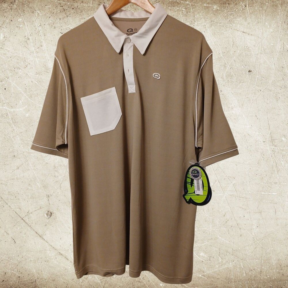 Quagmire Golf Shirt, Size 2XL Cotton/Poly Blend, Brown w/ White Trim New w/ Tags